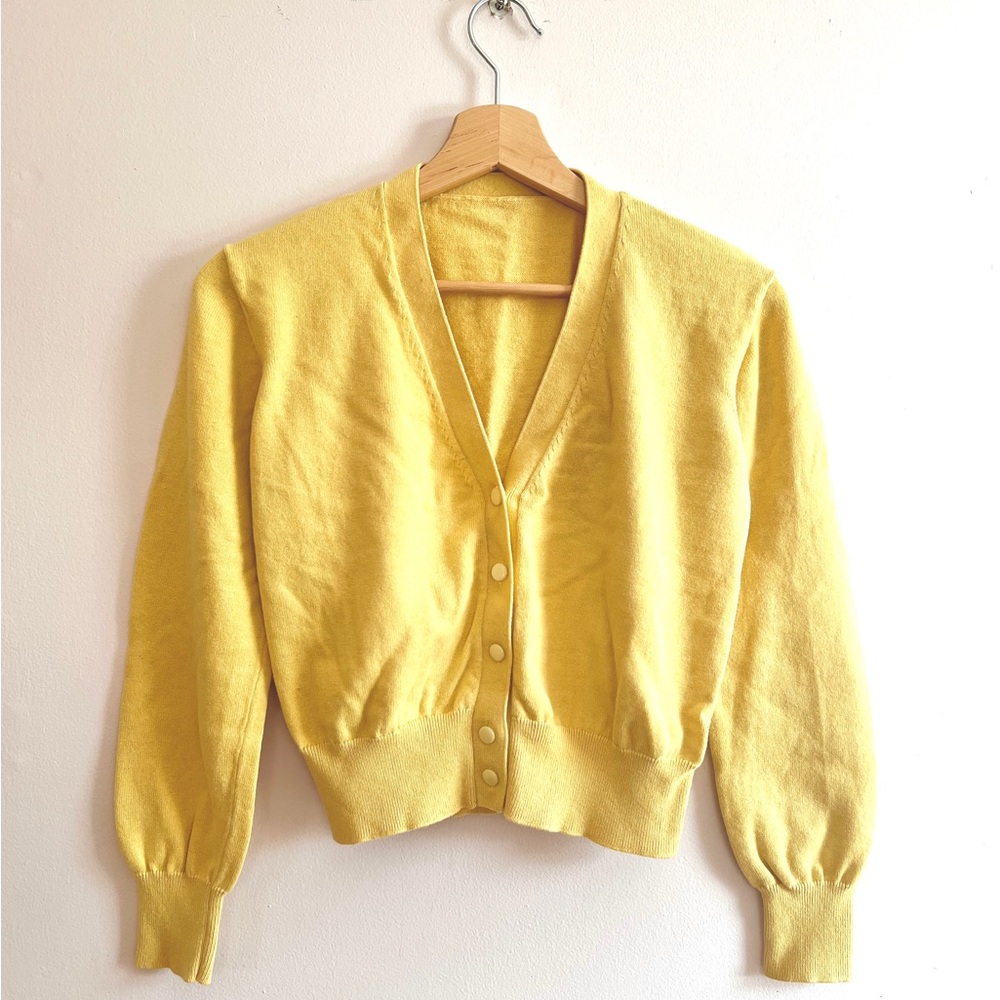 NWOT Lemon Yellow Cropped Cardigan